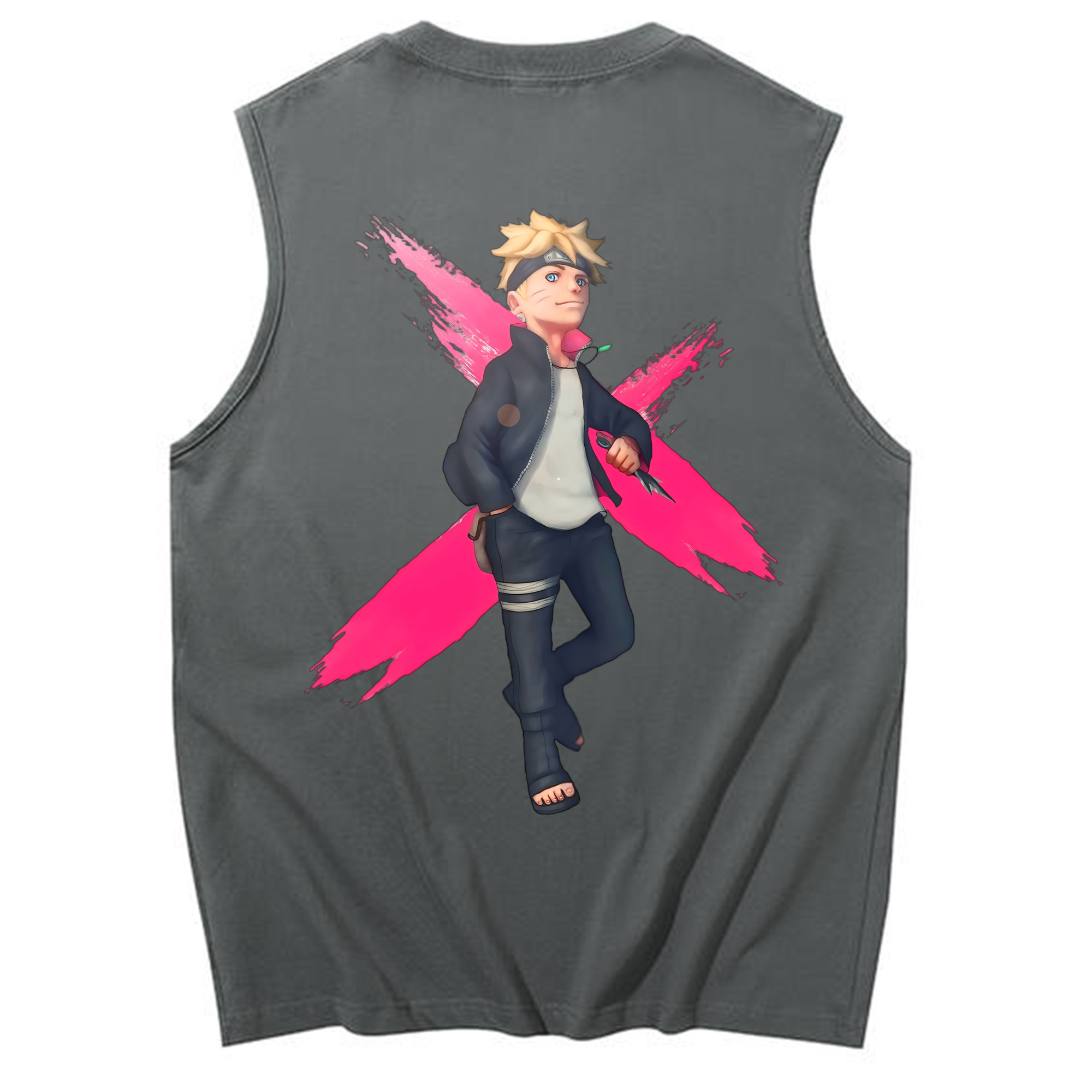 （画像用） NARUTO -ナルト- うずまき ボルト Uzumaki Boruto コットン100％タンクトップ（背面プリント）